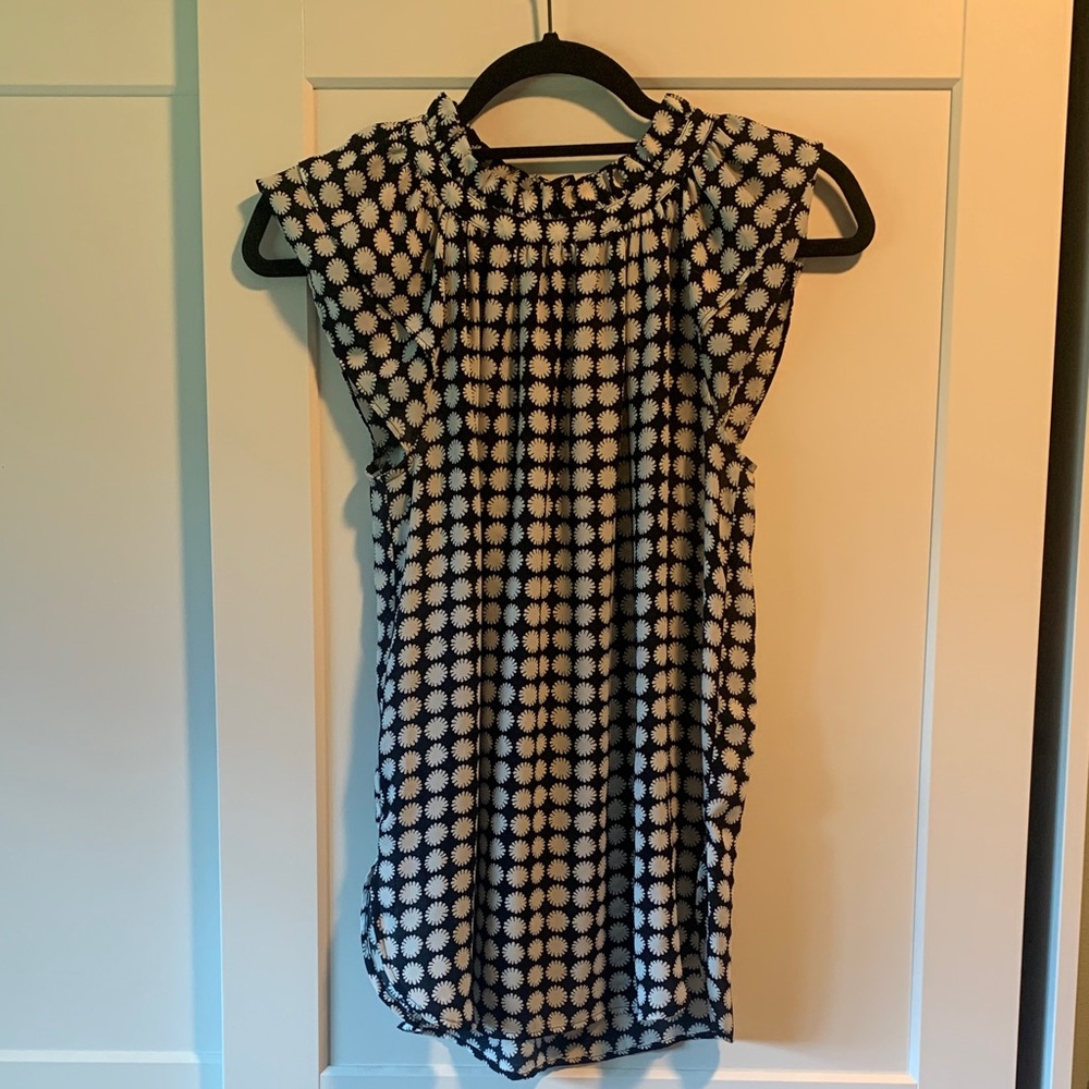 Ann Taylor Factory Navy and White Sleeveless Blouse